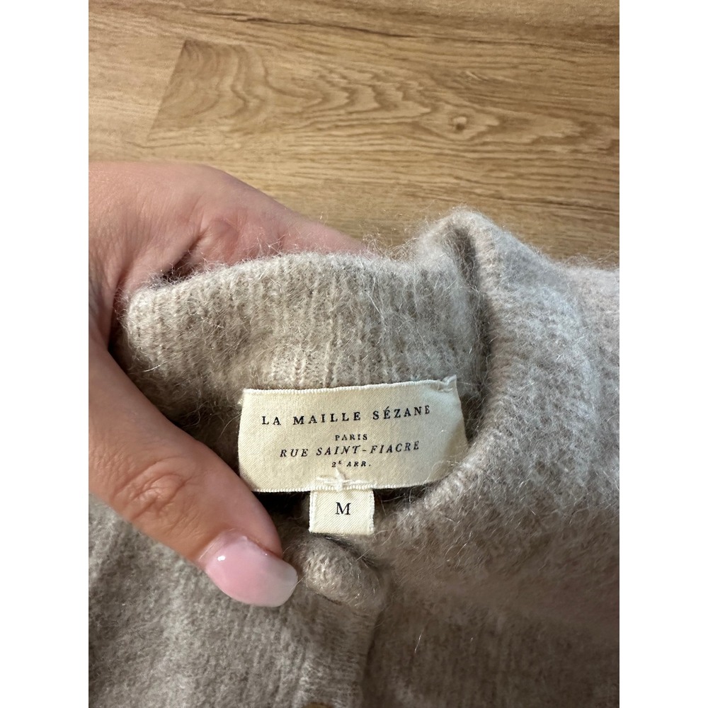 Sézane Othello Cardigan M Light Beige Baby Alpaca Italy Sweater fits xs shrunk - Picture 3 of 6